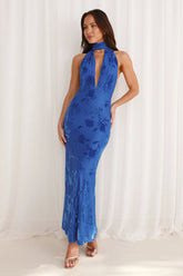 Shallow Love Halter Maxi Dress Blue