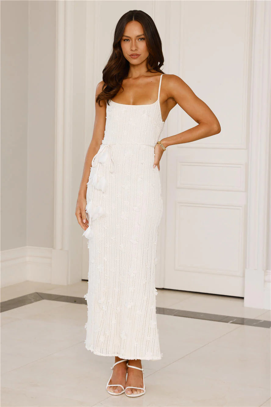 Delicately Divine Knit Maxi Dress Cream