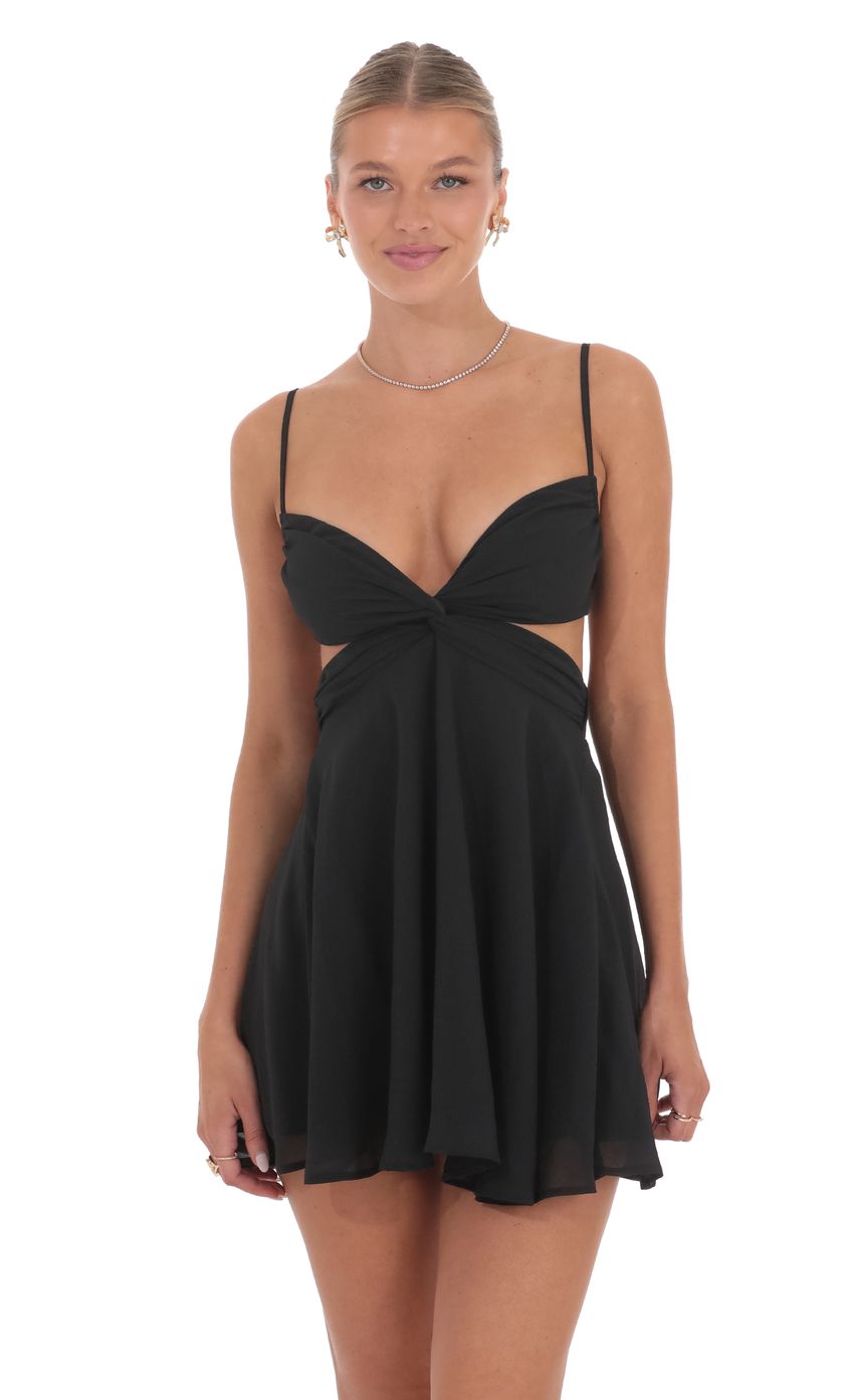 Cutout Fit and Flare Dress in Black