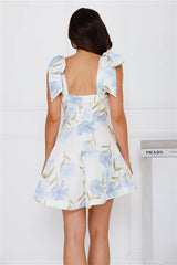 Floral Horizon Mini Dress Blue